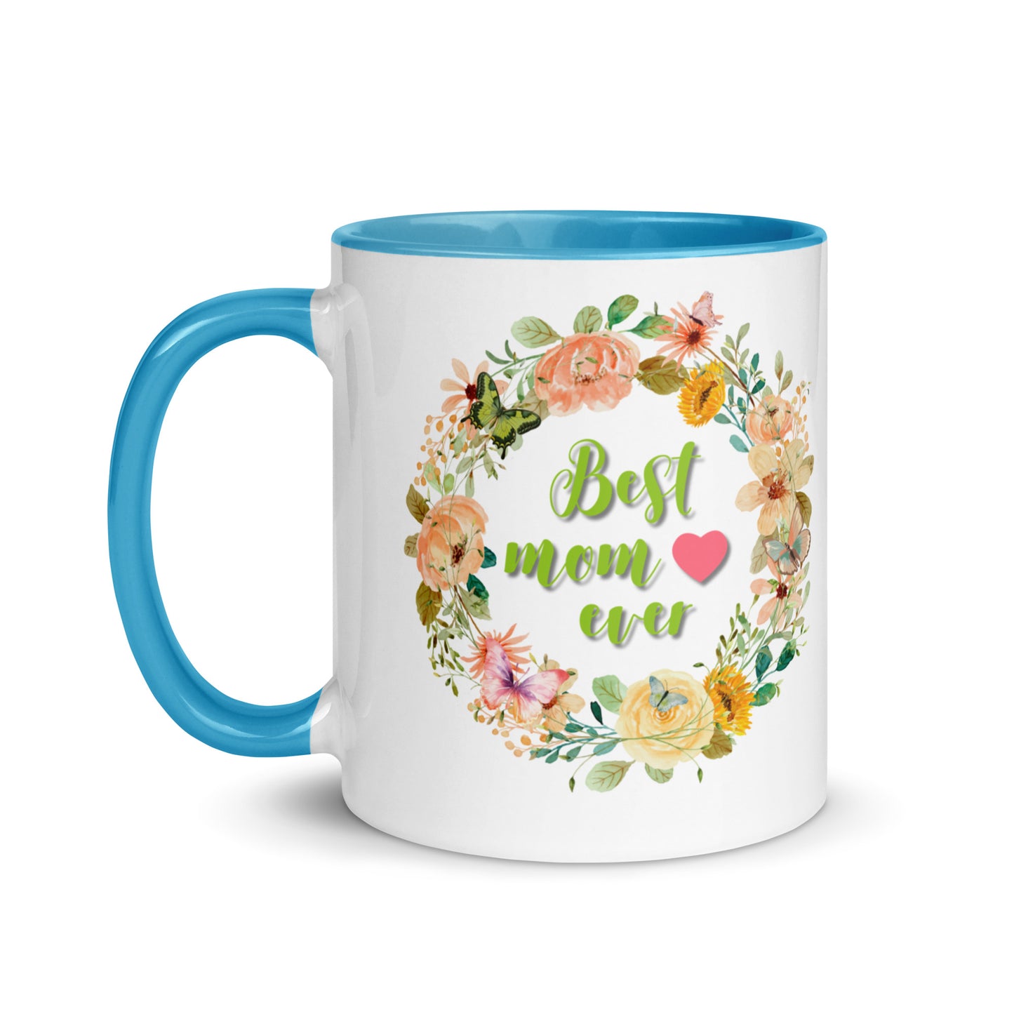 Gift voor haar: Drinkmok met gekleurde binnenkant – Best Mom Ever - Evy's Bloom Art