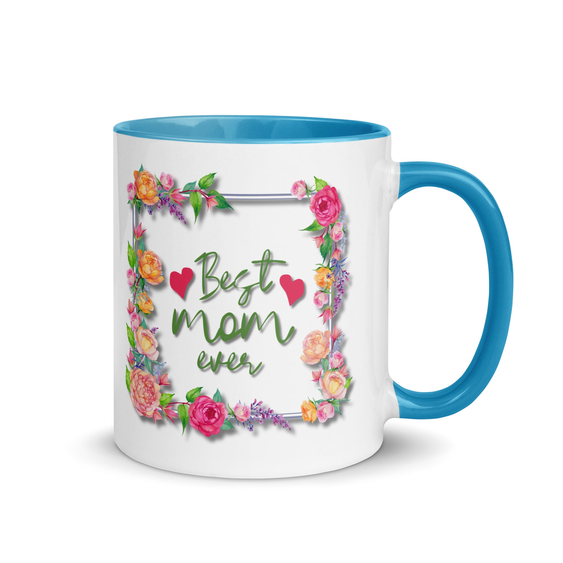 Gift voor haar: Drinkmok met gekleurde binnenkant – Best Mom Ever - Evy's Bloom Art