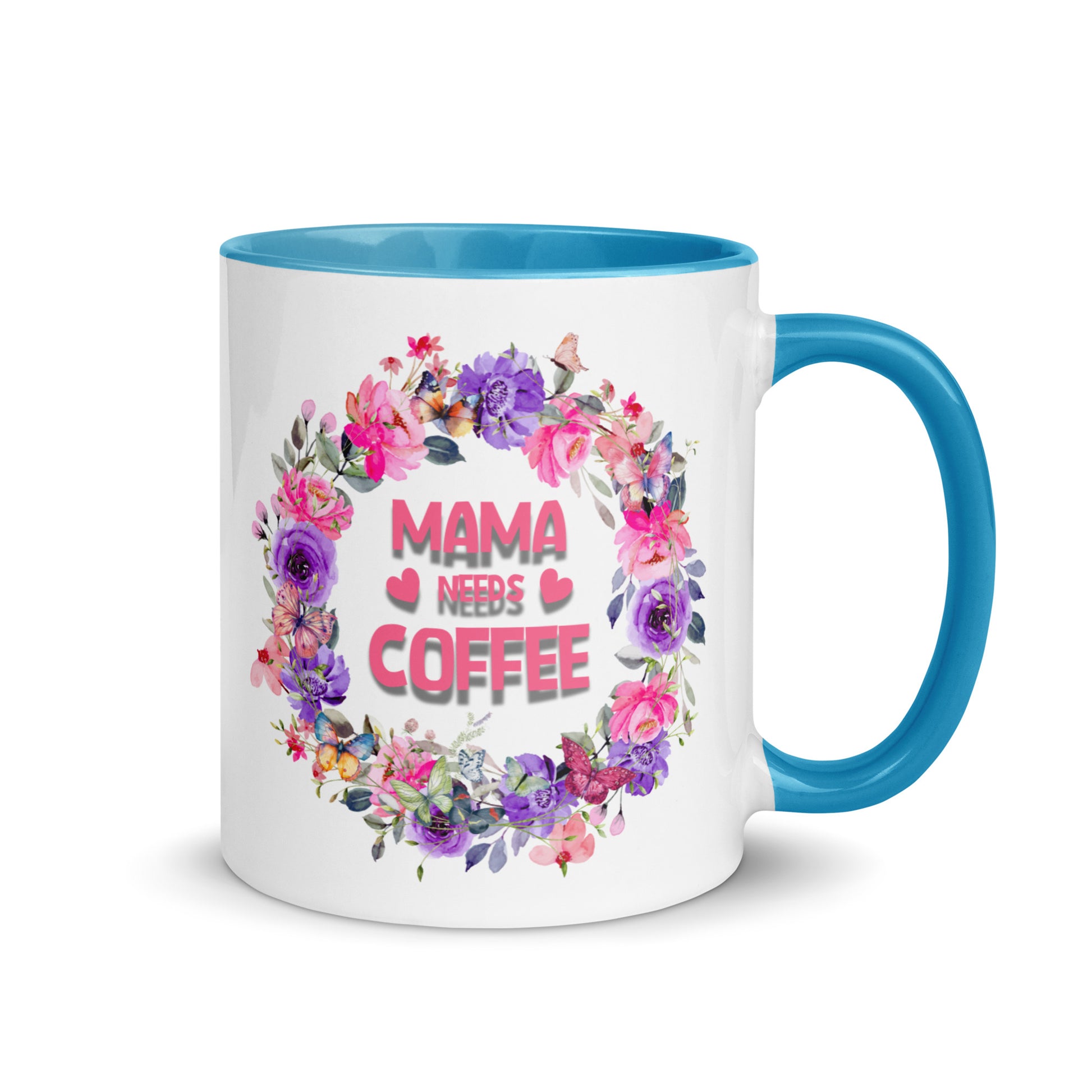 Gift voor haar: Drinkmok met gekleurde binnenkant – Mama Needs Coffee - Evy's Bloom Art