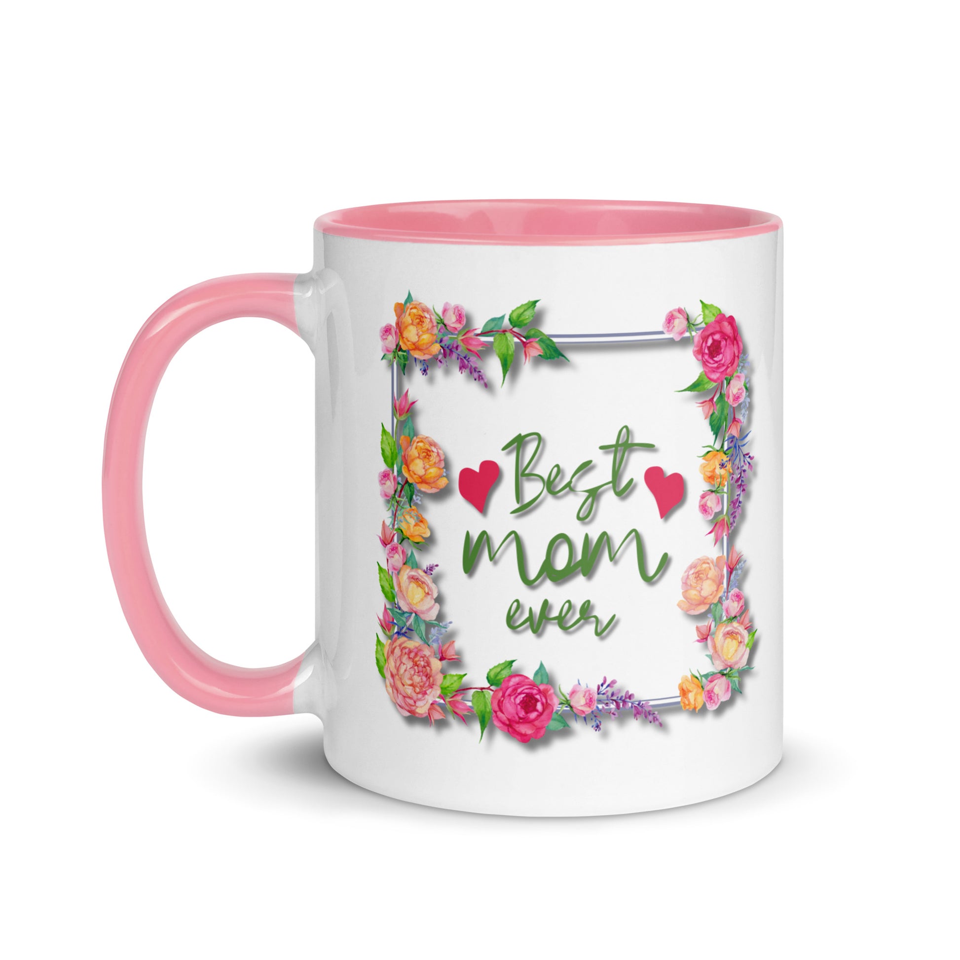 Gift voor haar: Drinkmok met gekleurde binnenkant – Best Mom Ever - Evy's Bloom Art