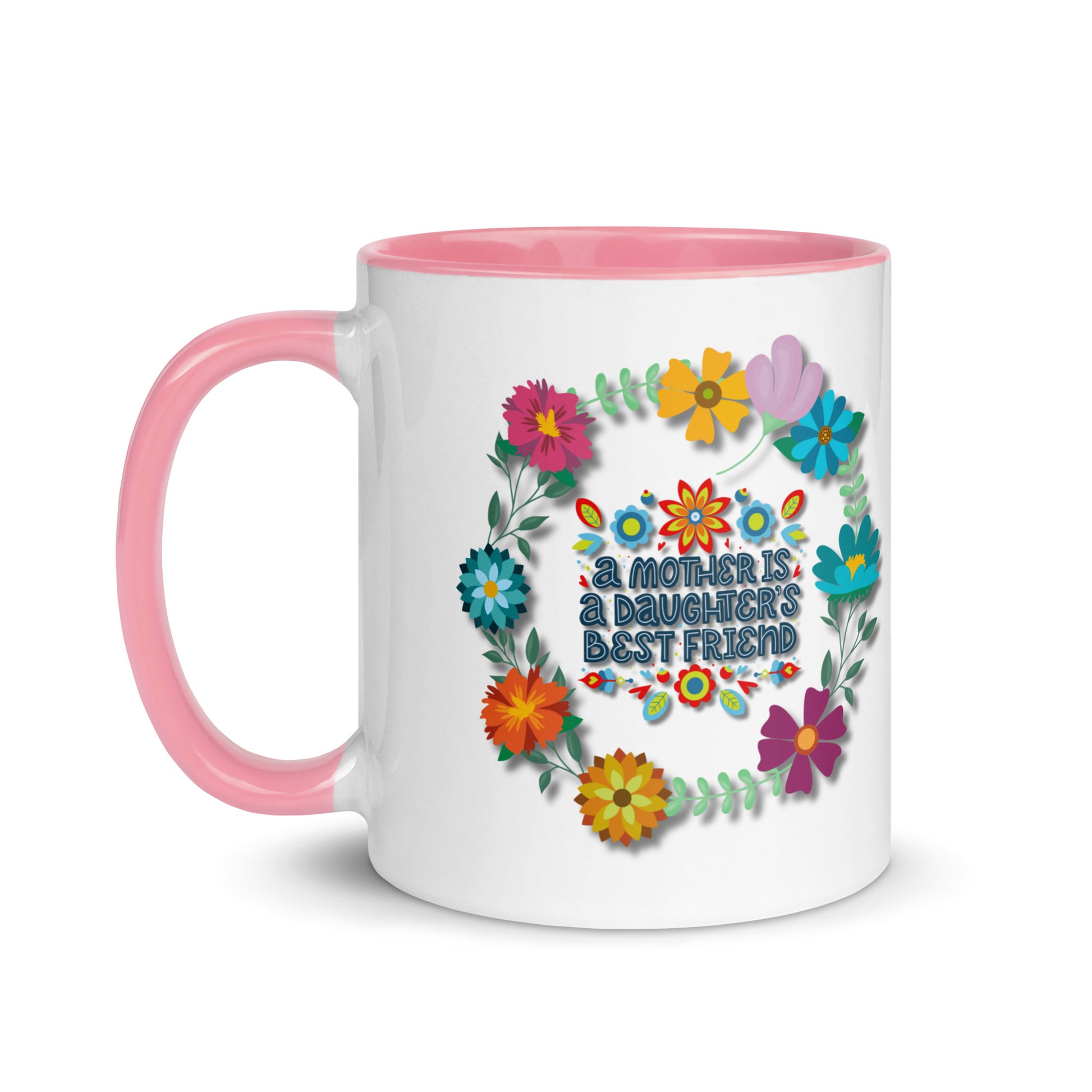 Gift voor haar: Drinkmok met gekleurde binnenkant – A Mother is a Daughter's Best Friend - Evy's Bloom Art