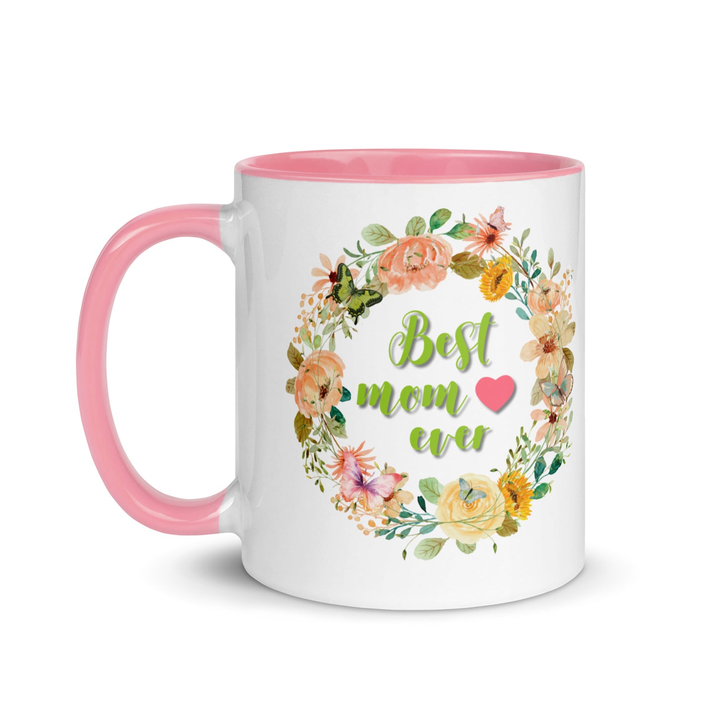 Gift voor haar: Drinkmok met gekleurde binnenkant – Best Mom Ever - Evy's Bloom Art