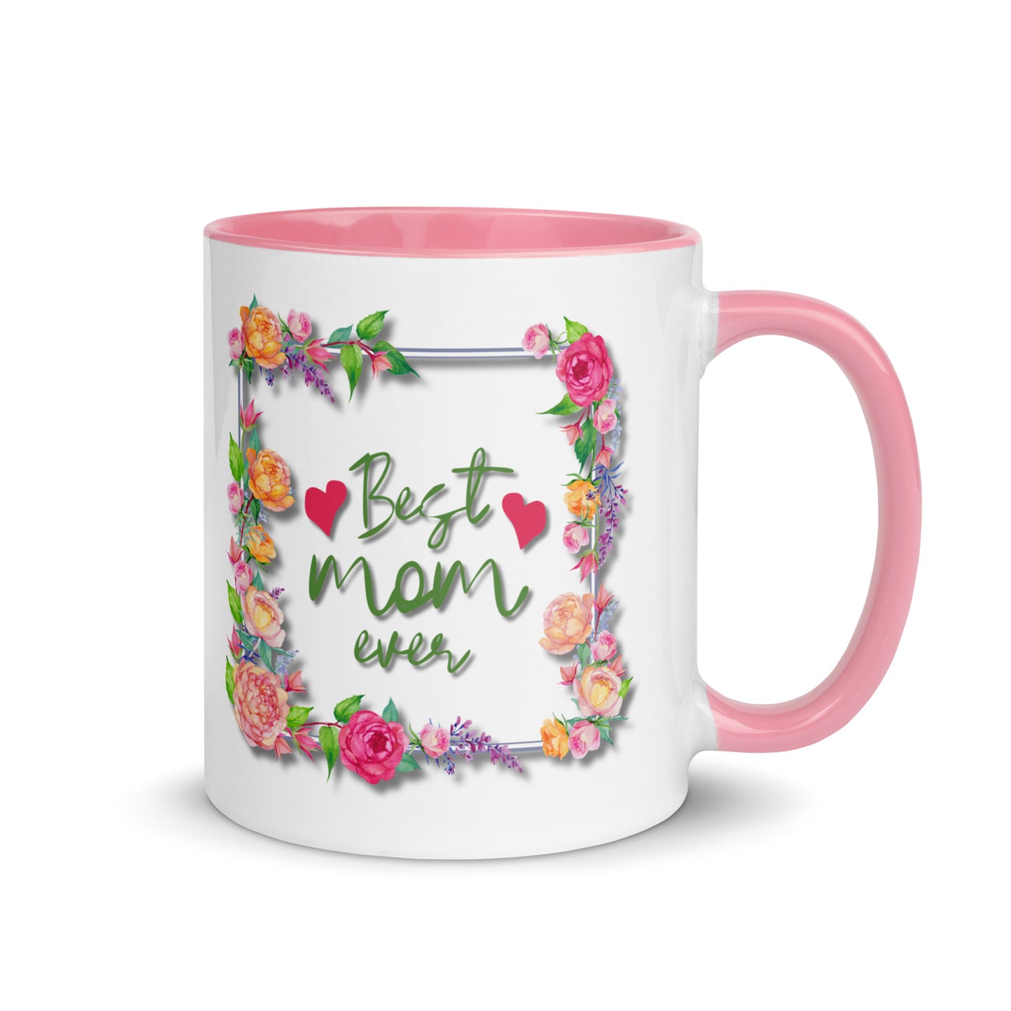 Gift voor haar: Drinkmok met gekleurde binnenkant – Best Mom Ever - Evy's Bloom Art