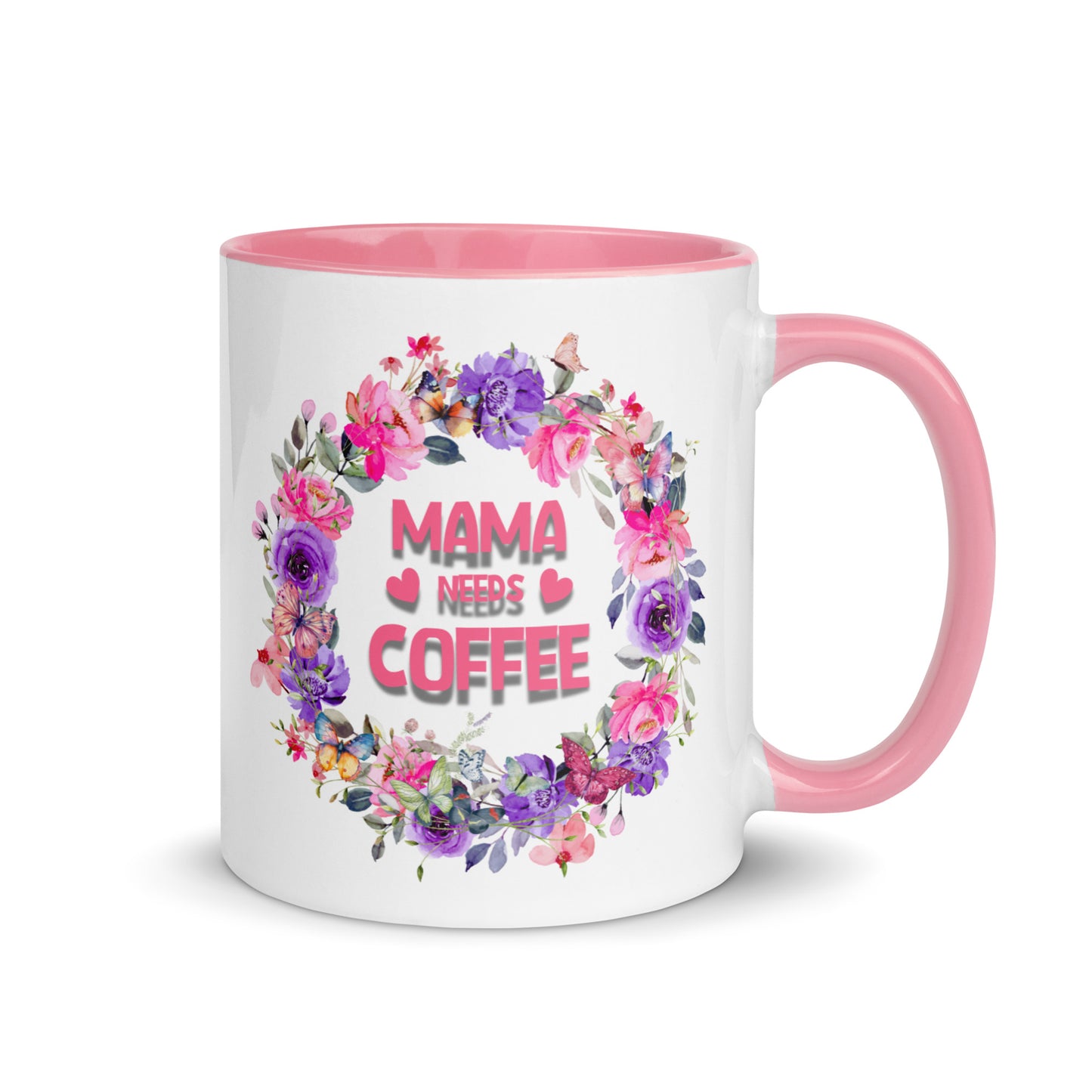 Gift voor haar: Drinkmok met gekleurde binnenkant – Mama Needs Coffee - Evy's Bloom Art