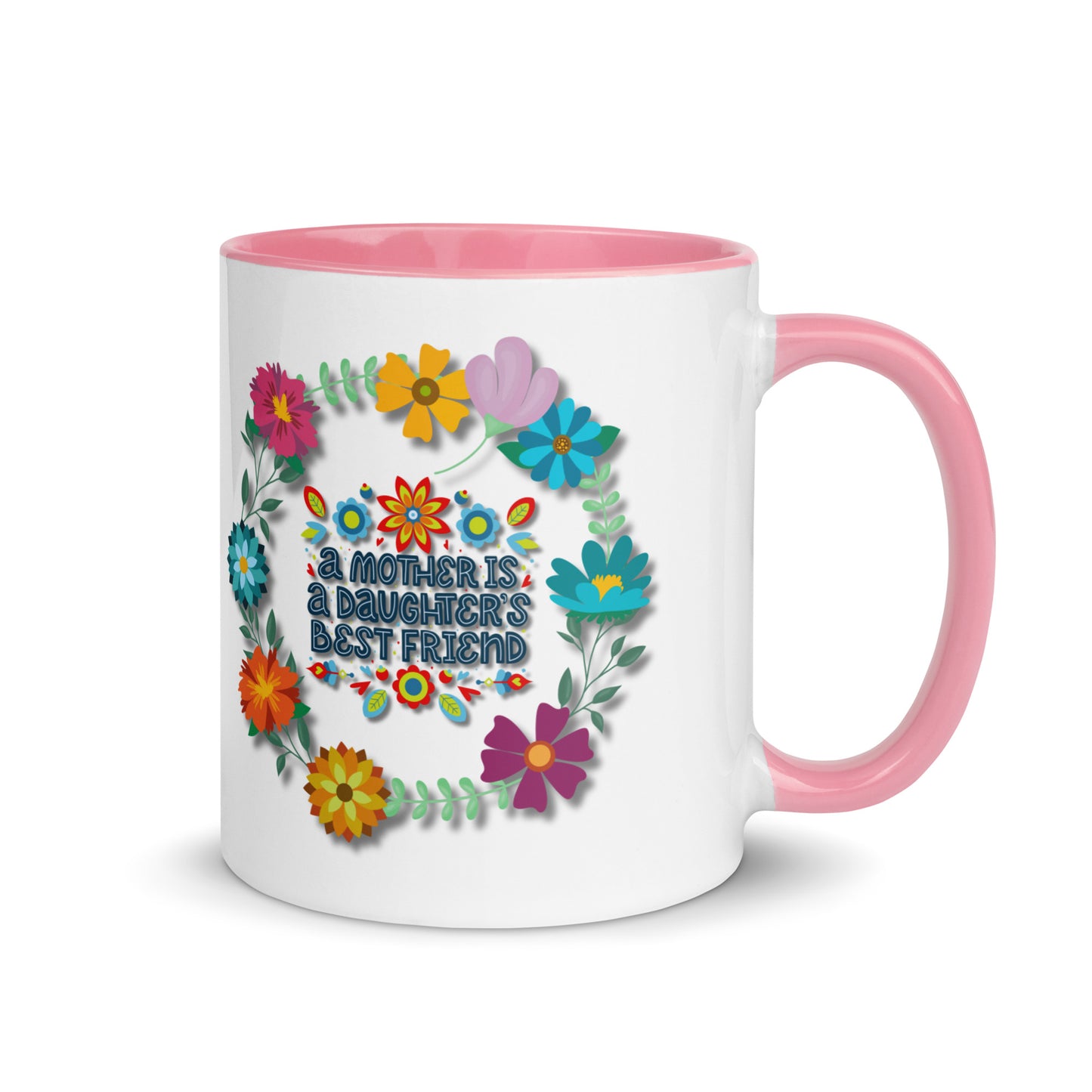 Gift voor haar: Drinkmok met gekleurde binnenkant – A Mother is a Daughter's Best Friend - Evy's Bloom Art