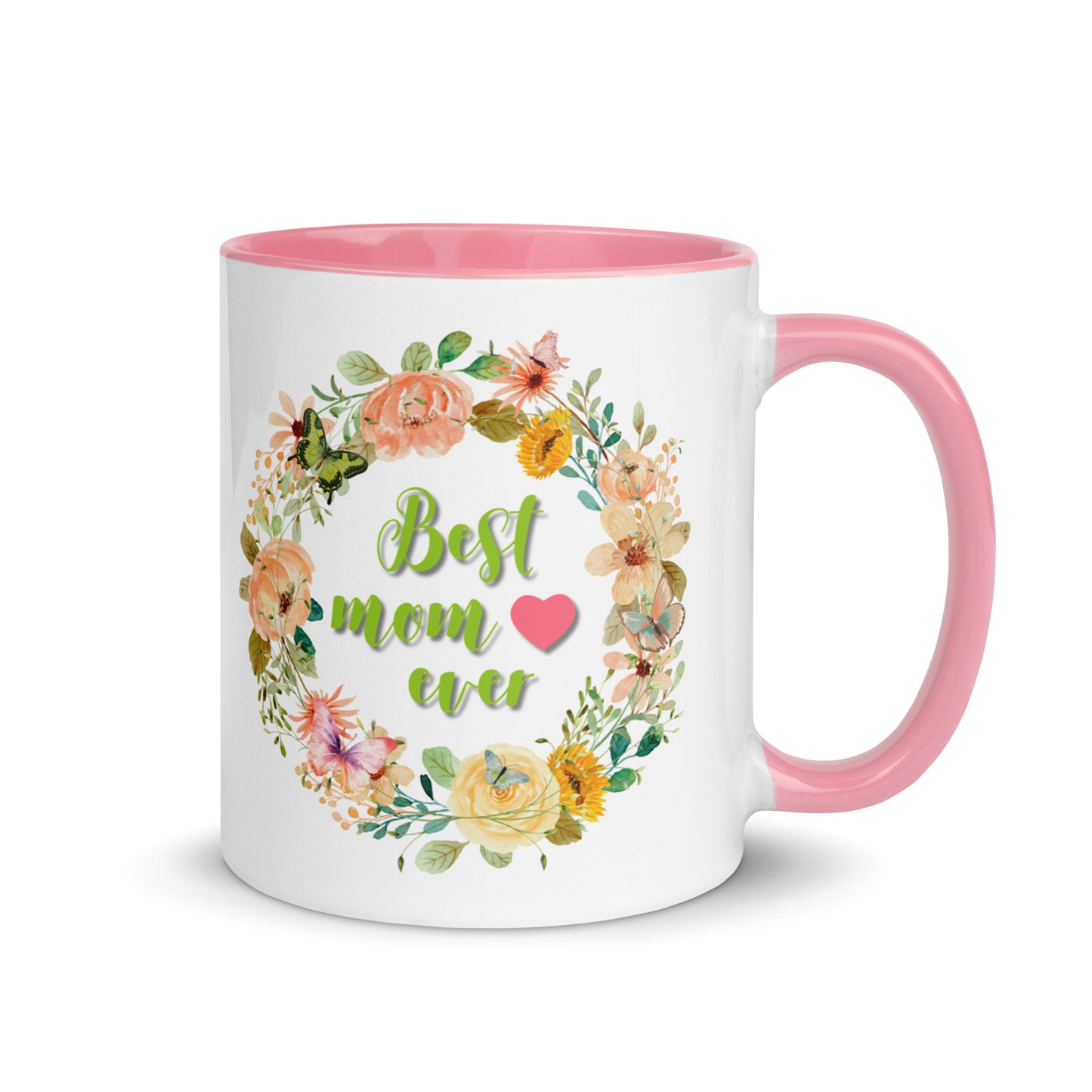 Gift voor haar: Drinkmok met gekleurde binnenkant – Best Mom Ever - Evy's Bloom Art