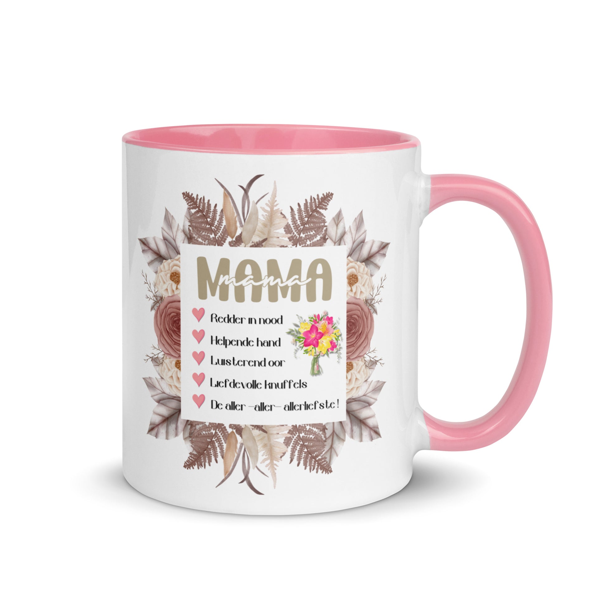Gift voor haar: Drinkmok met gekleurde binnenkant – Mama - Evy's Bloom Art