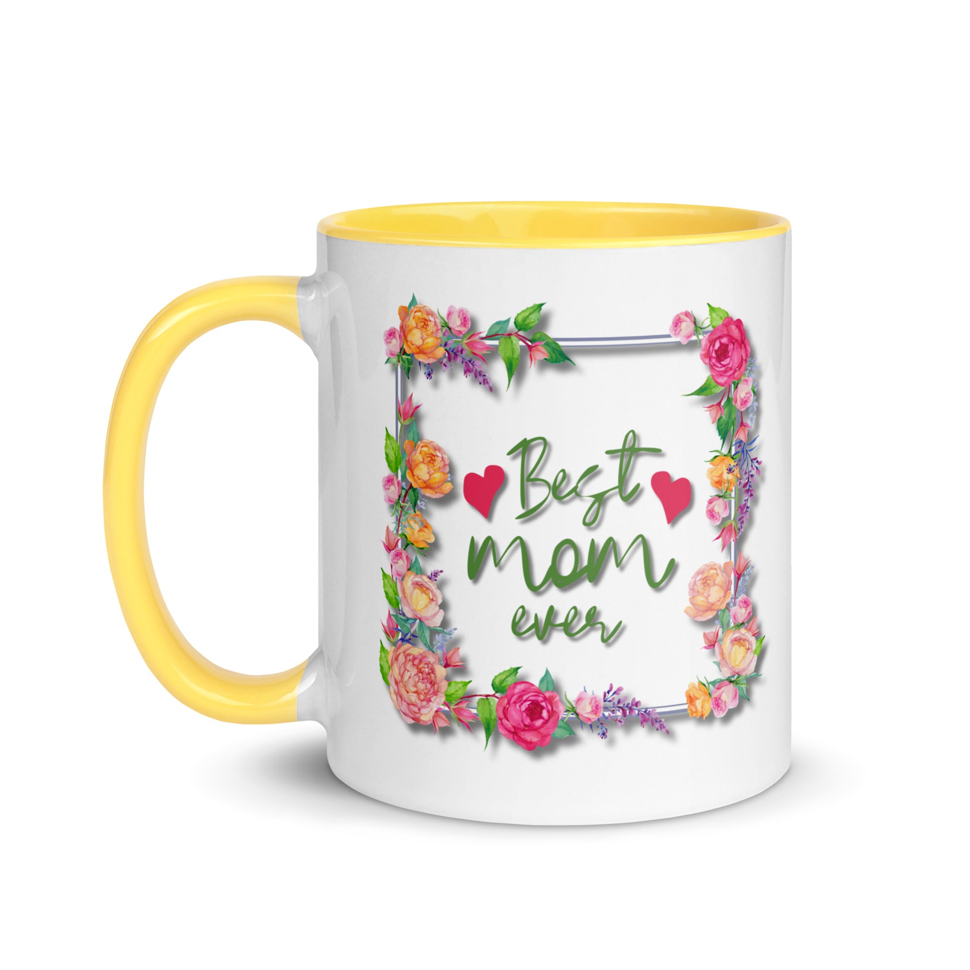 Gift voor haar: Drinkmok met gekleurde binnenkant – Best Mom Ever - Evy's Bloom Art