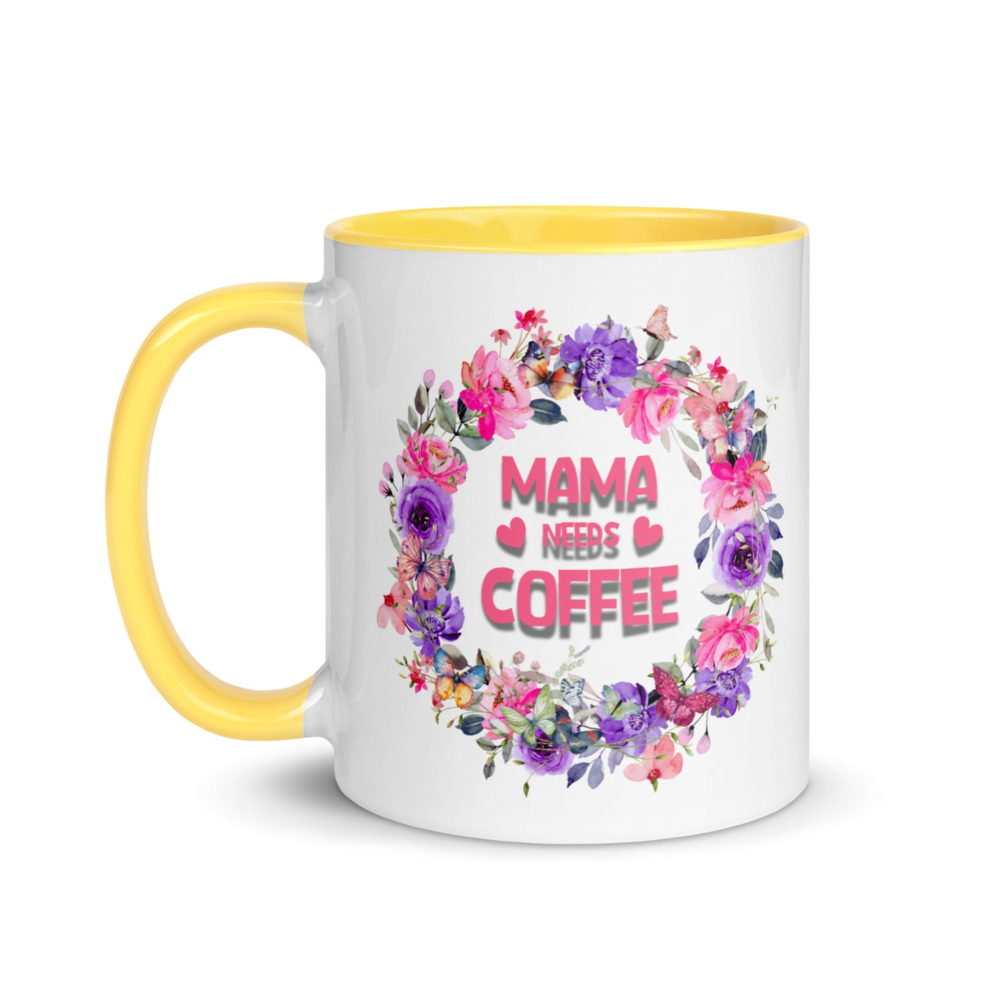 Gift voor haar: Drinkmok met gekleurde binnenkant – Mama Needs Coffee - Evy's Bloom Art