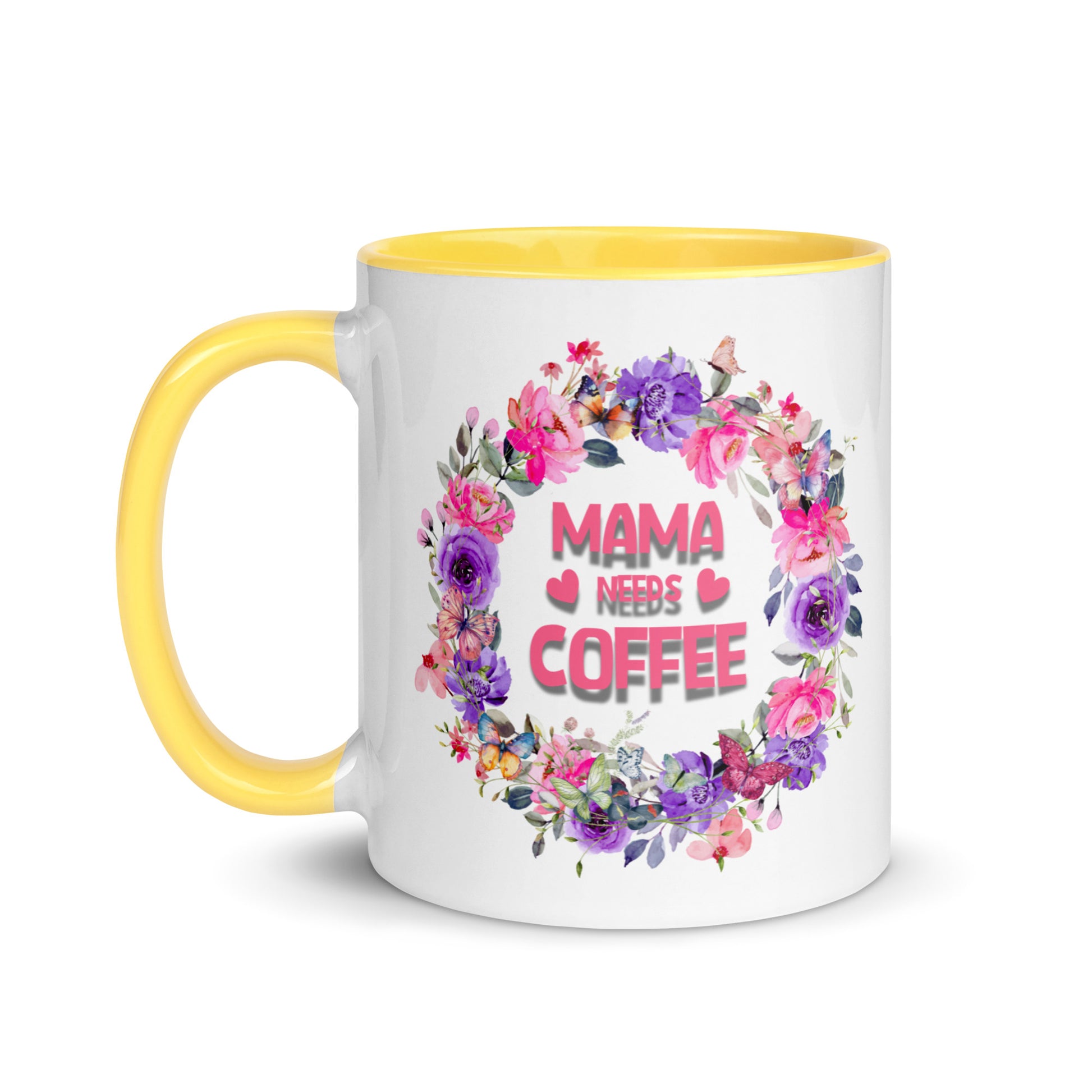Gift voor haar: Drinkmok met gekleurde binnenkant – Mama Needs Coffee - Evy's Bloom Art