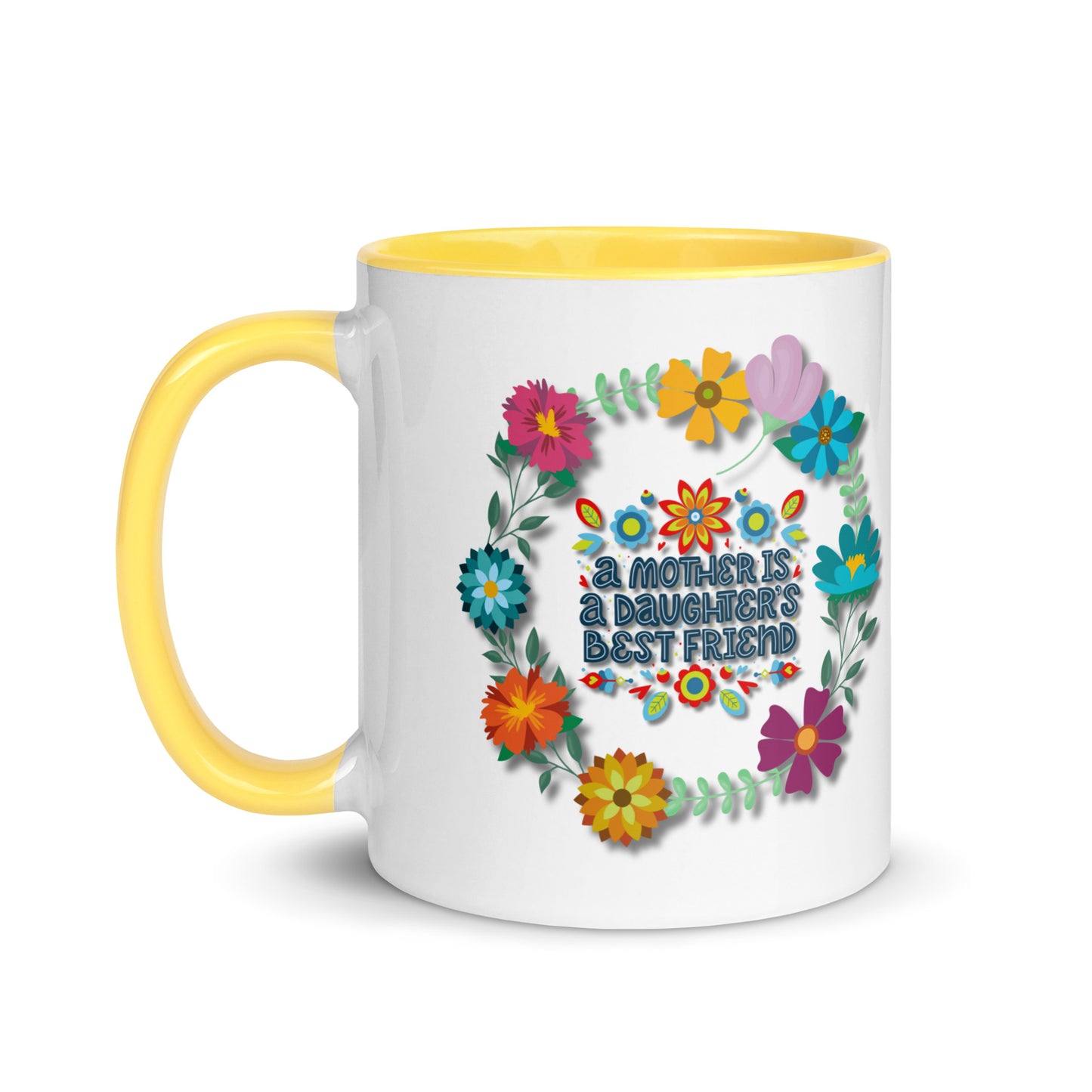 Gift voor haar: Drinkmok met gekleurde binnenkant – A Mother is a Daughter's Best Friend - Evy's Bloom Art