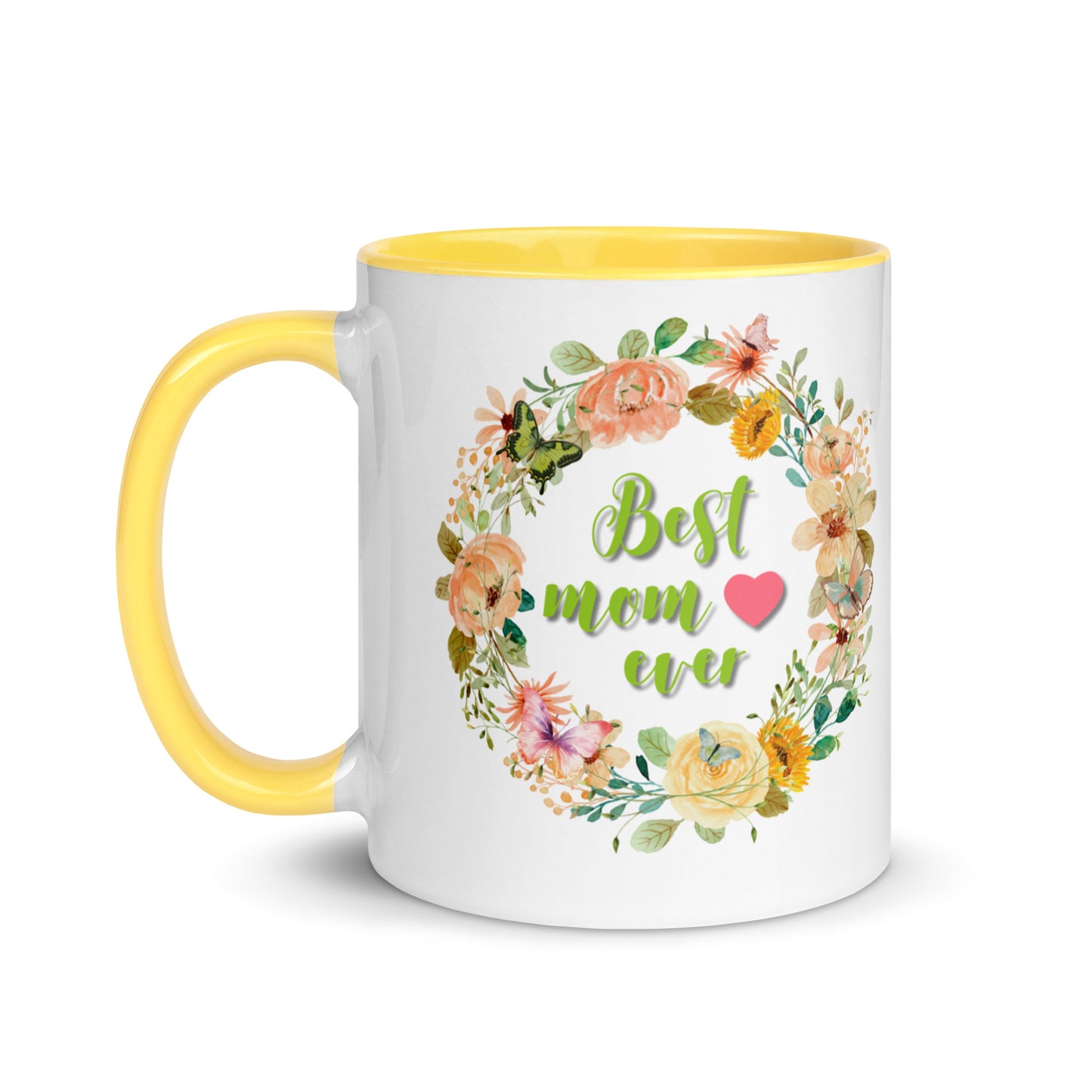 Gift voor haar: Drinkmok met gekleurde binnenkant – Best Mom Ever - Evy's Bloom Art