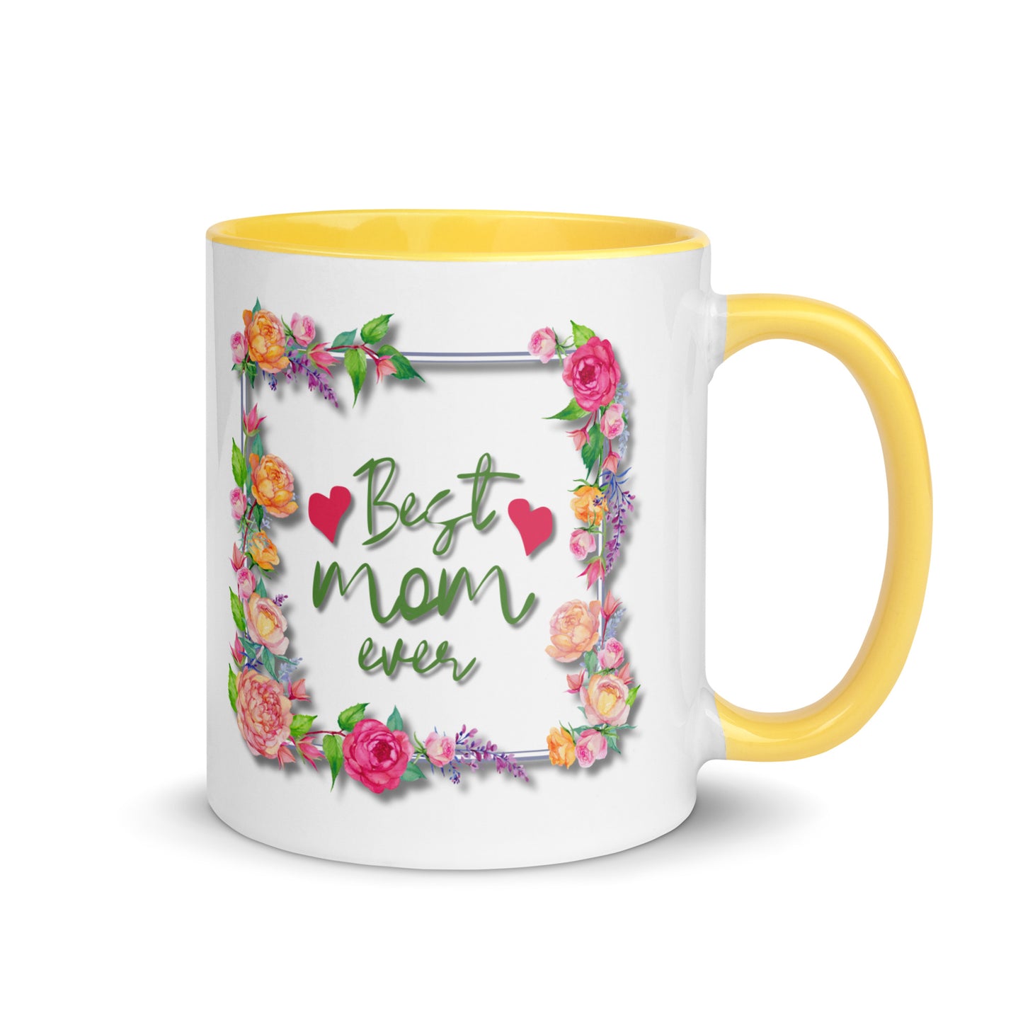 Gift voor haar: Drinkmok met gekleurde binnenkant – Best Mom Ever - Evy's Bloom Art