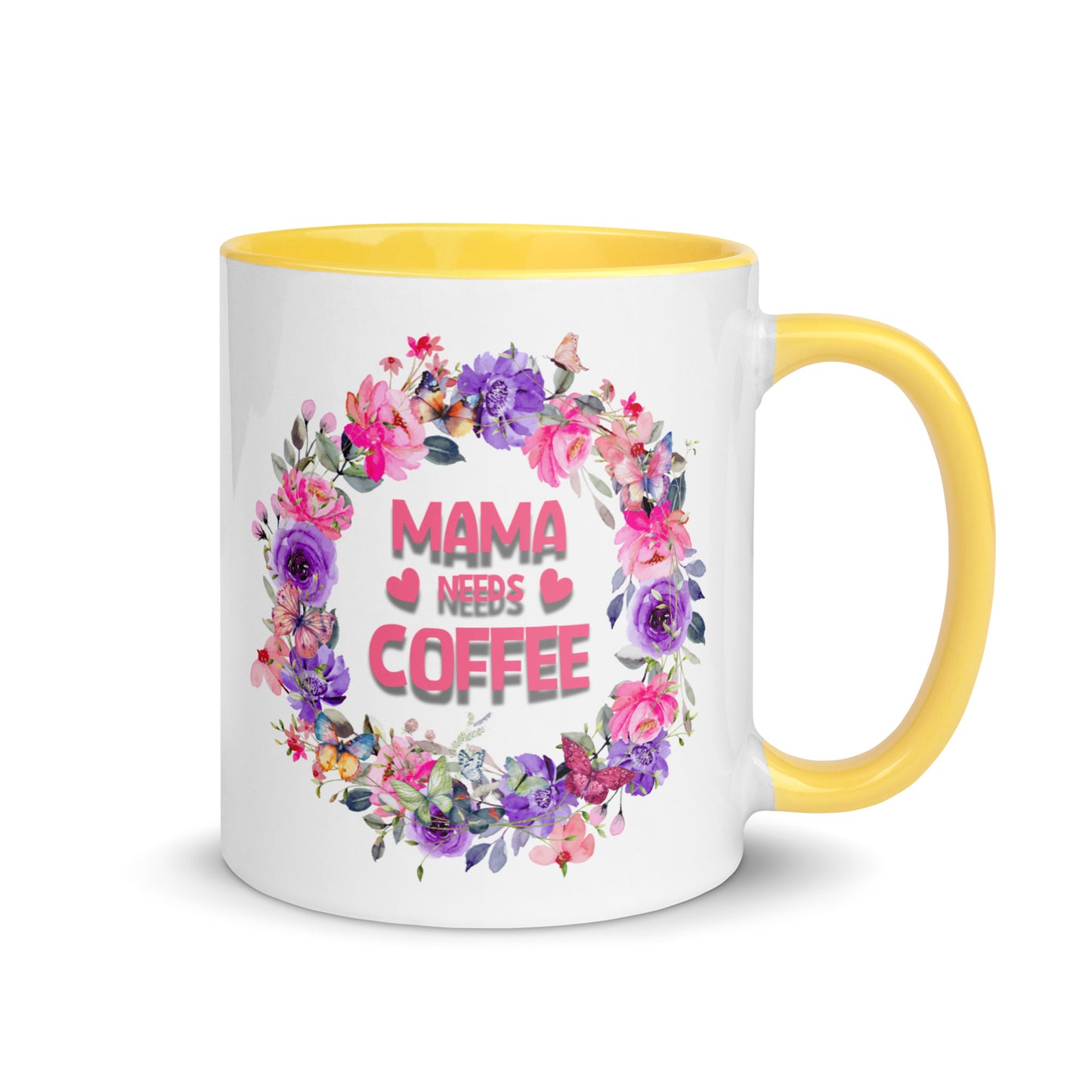 Gift voor haar: Drinkmok met gekleurde binnenkant – Mama Needs Coffee - Evy's Bloom Art